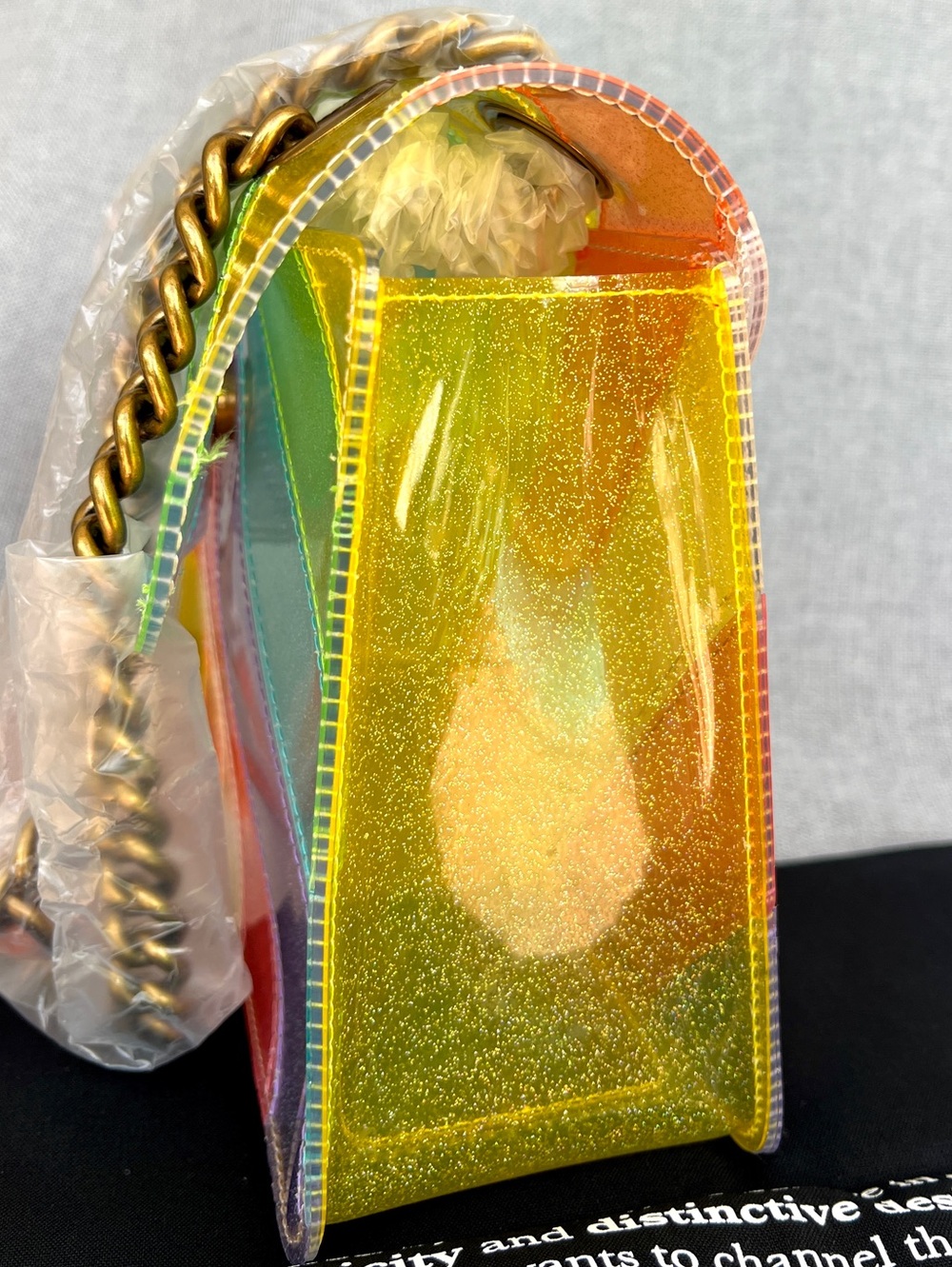 Kensington Vinyl CLEAR RAINBOW GLITTERED crossbody / shoulder bag - Picture 10 of 17